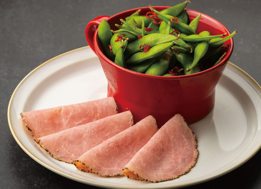 ピリ辛枝豆とセサミボンレスハム