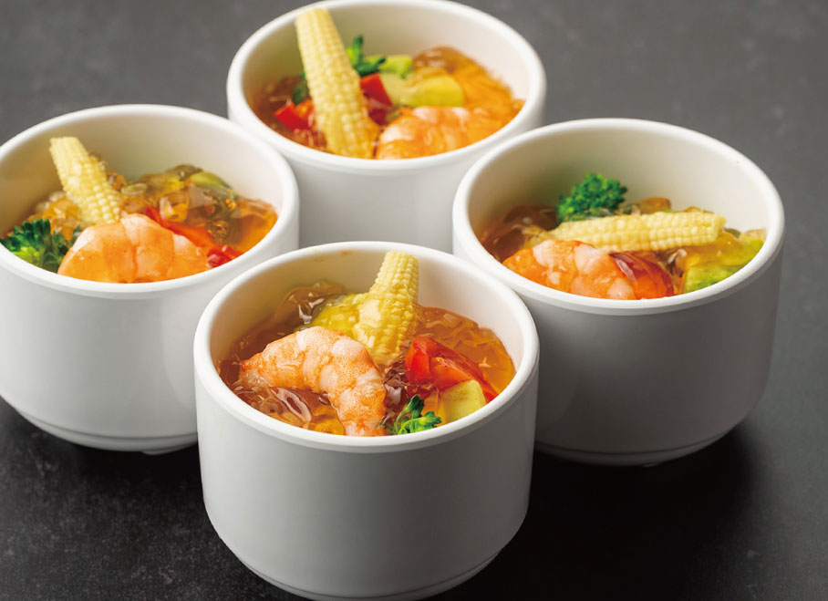 焼茄子の冷製茶わん蒸し 海老と夏野菜美味出汁ジュレ